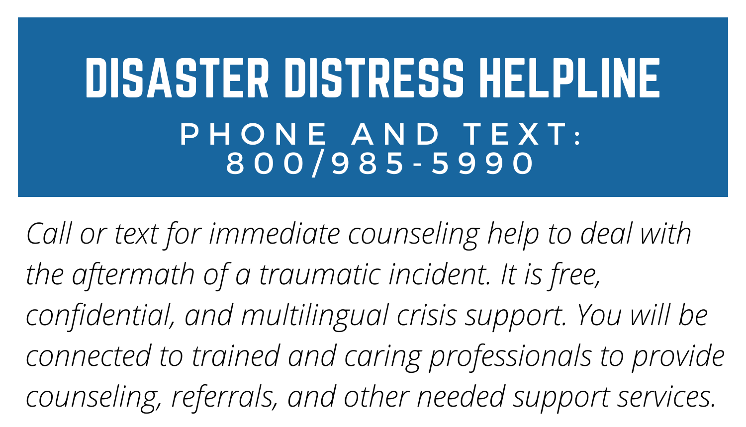 Disaster Helpline phone 8009855990