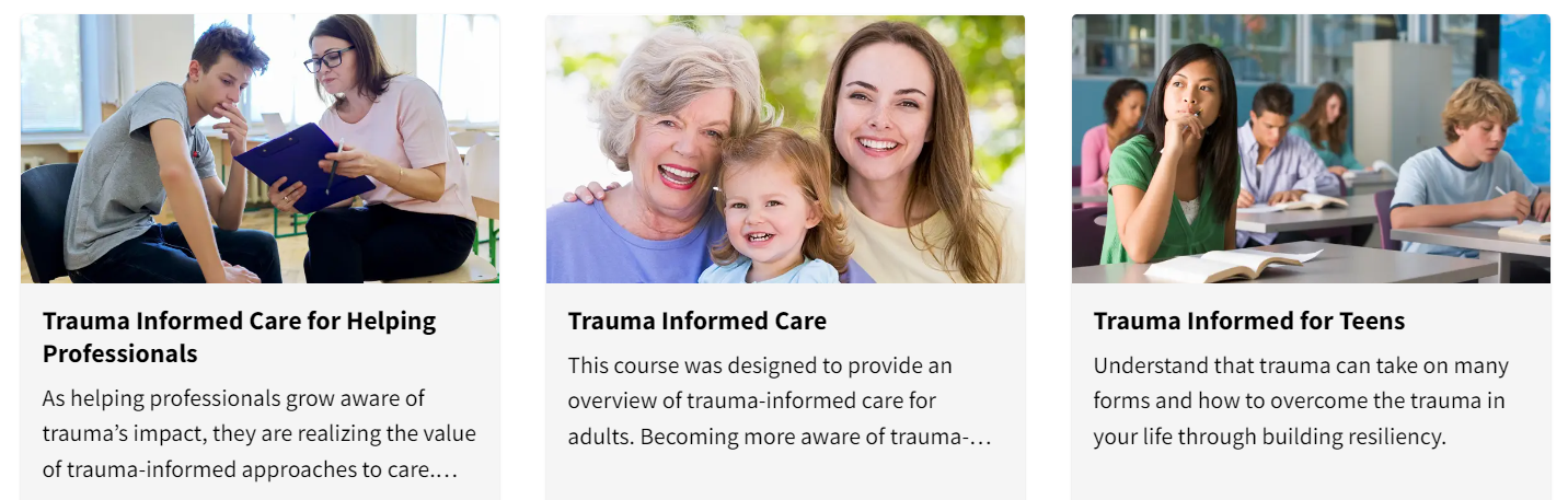Trauma Informed Care Courses Graphic