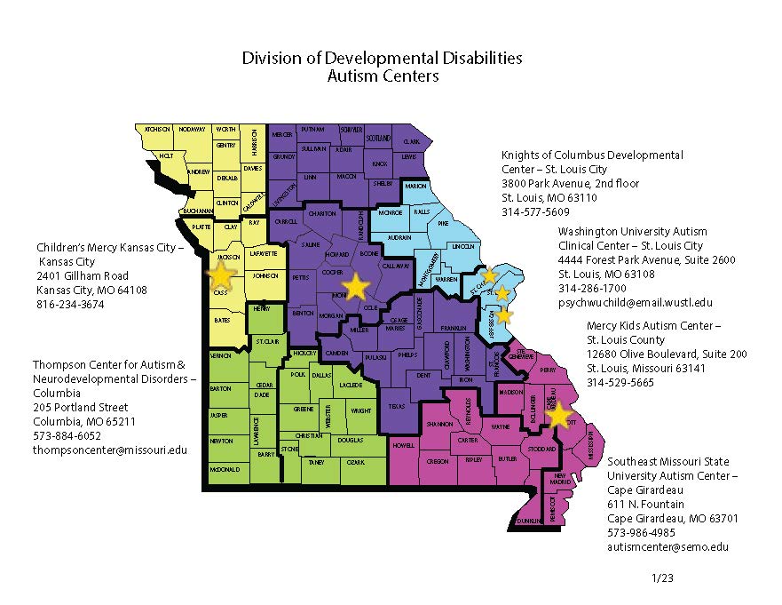 Map of Missouri Autism Centers