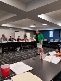 Women standing in conference room