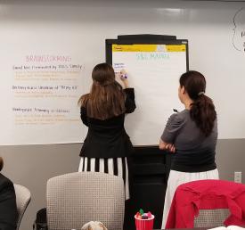 Women at white board